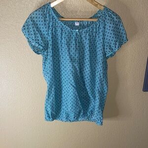 Chic Teal Diamond Pattern Blouse